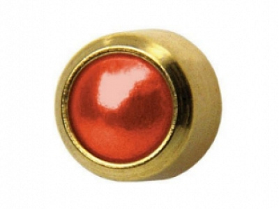 R310 A серьги пластик КОРАЛЛ завальцованные в позолоте  средние для прокола R993